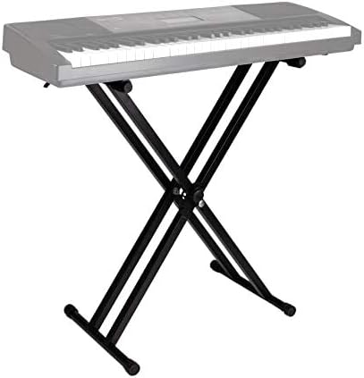RockJam KB100 Verstellbare, gepolsterte Klavierbank, X-Stil, Schwarz