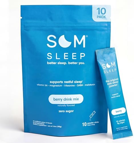 Som Sleep, Sleep Aid Powder Stick Packs – Variety Pack Bundle, 40 Count – Berry, Cherry, Mango & Tangerine – 0 Sugar, 10 Calories – Sleep Support Drink Mix Supplement