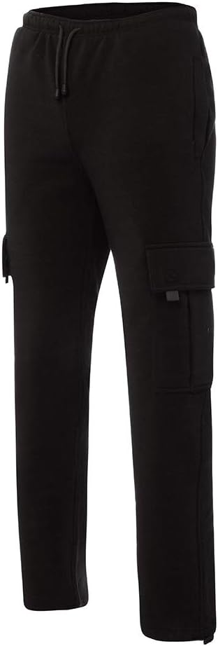 Herren Fleece Cargo Hose Dicke Sweatpants Freizeithose Loose Sports Jogginghose mit Taschen