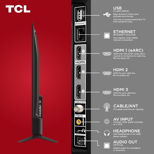 TCL 50 Zoll S4 4K LED Smart TV mit Fire TV (50S450F-CA), Dolby Vision HDR, Dolby Atmos, integriertem Alexa, Apple AirPlay Kompatibilität, UHD Streaming Fernseher, Schwarz