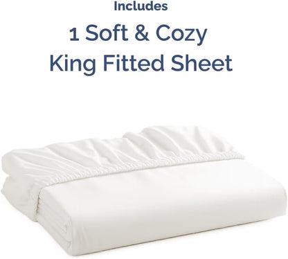 Spannbetttuch King-Size – Einzelnes Spannbetttuch unten – Ultraweiche Hotel-Luxus-Bettwäsche mit 20-40 cm tiefen Taschen – Atmungsaktiv, kühlend & knitterfrei – Pflegeleicht, farb- & schrumpffest – Weiß