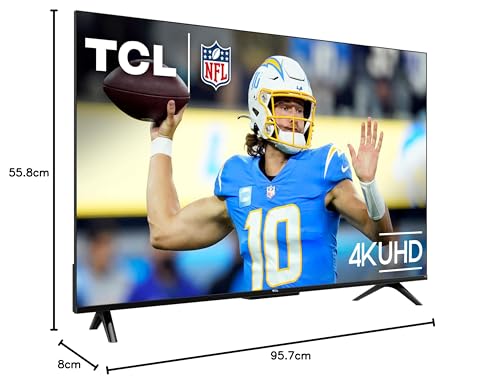 TCL 50 Zoll S4 4K LED Smart TV mit Fire TV (50S450F-CA), Dolby Vision HDR, Dolby Atmos, integriertem Alexa, Apple AirPlay Kompatibilität, UHD Streaming Fernseher, Schwarz