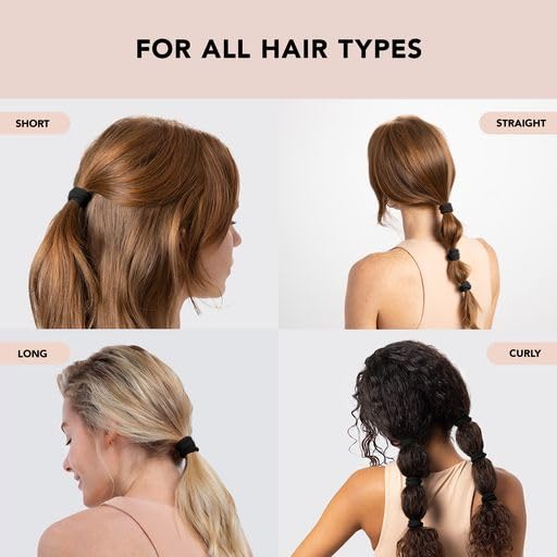Kitsch Schwarze Haargummis ohne Haarschäden – Starke, dehnbare Haarbänder | Weiche Nylon-Pferdeschwanzhalter, ziepen nicht, ideal für Hochsteckfrisuren und Zöpfe | Ideale Geschenke für Frauen – Schwarz, 20 Stück