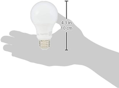 Amazon Basics Soft White LED Light Bulb, A19, 40 Watt Equivalent, Energy Efficient 6W, E26 Standard Base, 2700K, Non-Dimmable, 10,000 Hour Lifetime, 6-Pack