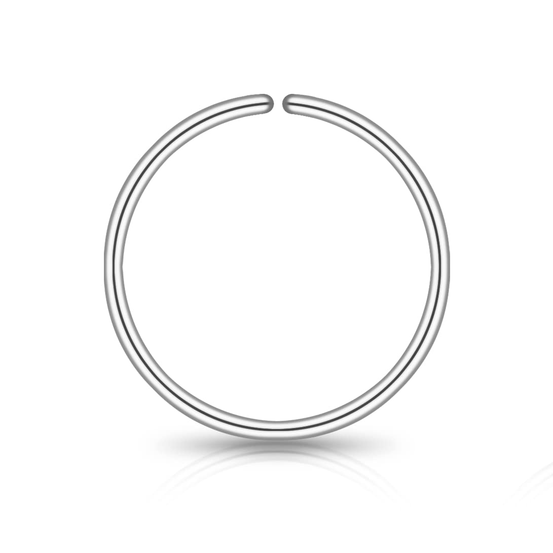 LUCKYJEWUS Small Thin Gold or Sterling Silver Nose Ring Hoop for Women, Tiny Nose Piercing jewelry