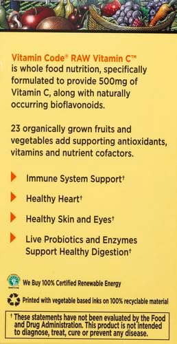 Garden of Life Vitamin Code Raw Vitamin-C, 500mg Whole Food VIT-C Capsules + Fruit & Veggie Blend & Probiotics, Supplements for Adults, Vegan, Gluten Free, 120 Capsules, (Pack of 6)