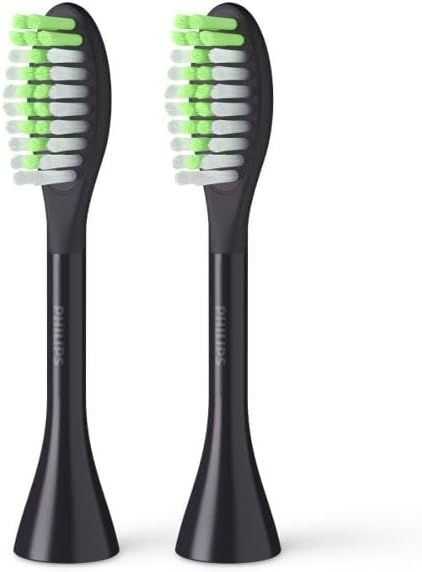 Philips One by Sonicare Ersatzbürstenköpfe, 2er-Pack, Schwarz, Kompatibel mit Philips One elektrische Zahnbürste, BH1022/06