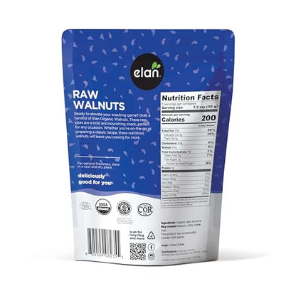 Elan Bio-Walnüsse, 150 g, roh, ungesalzen, ungeröstet, geschält, gentechnikfrei, vegan, glutenfrei, koscher, gesunde Snacks