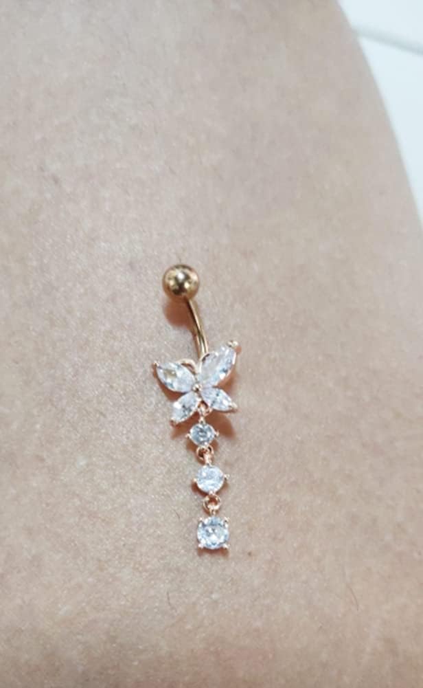 MODRSA Bauchnabelringe Chirurgenstahl Bauchnabelpiercing für Frauen Bauchnabelschmuck Silber Bauchnabelring Diamant