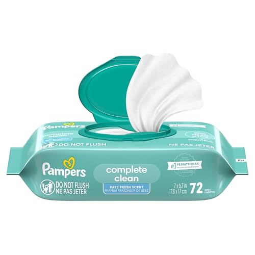 Pampers Baby-Feuchttücher, Complete Clean, Baby Fresh Duft, reinigt sanft von Kopf bis Fuß, 216 Stück (3 Packungen mit wiederverschließbarem Deckel)