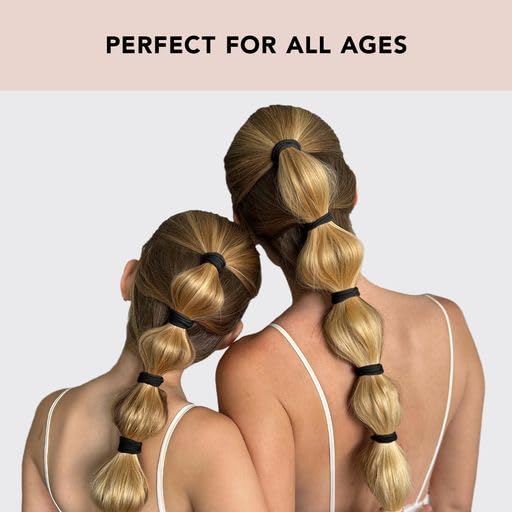 Kitsch Schwarze Haargummis ohne Haarschäden – Starke, dehnbare Haarbänder | Weiche Nylon-Pferdeschwanzhalter, ziepen nicht, ideal für Hochsteckfrisuren und Zöpfe | Ideale Geschenke für Frauen – Schwarz, 20 Stück
