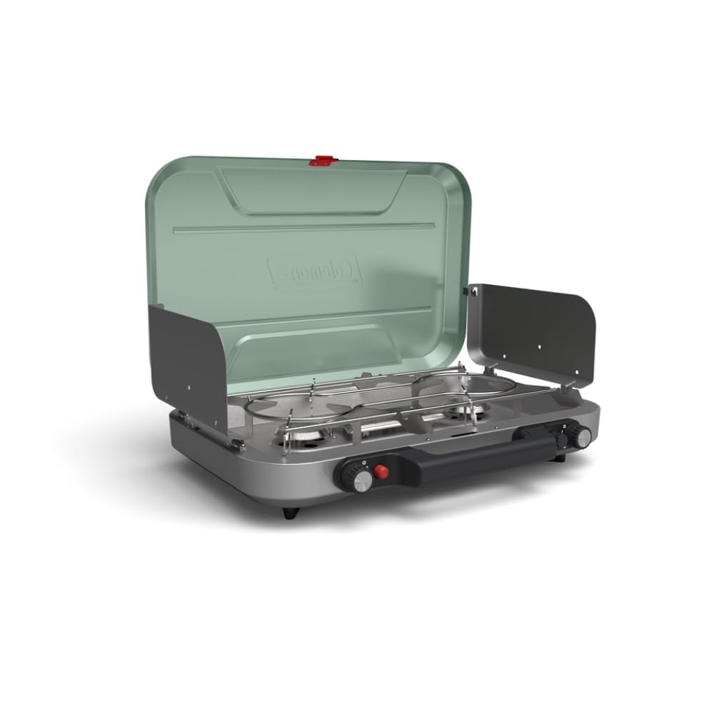 Coleman Cascade 3-in-1 Outdoor Camp Stove, Portable Cooktop with Included Cast-Iron Grill & Griddle Accessories, 24,000 BTUs of Power for Camping, Tailgating, Grilling