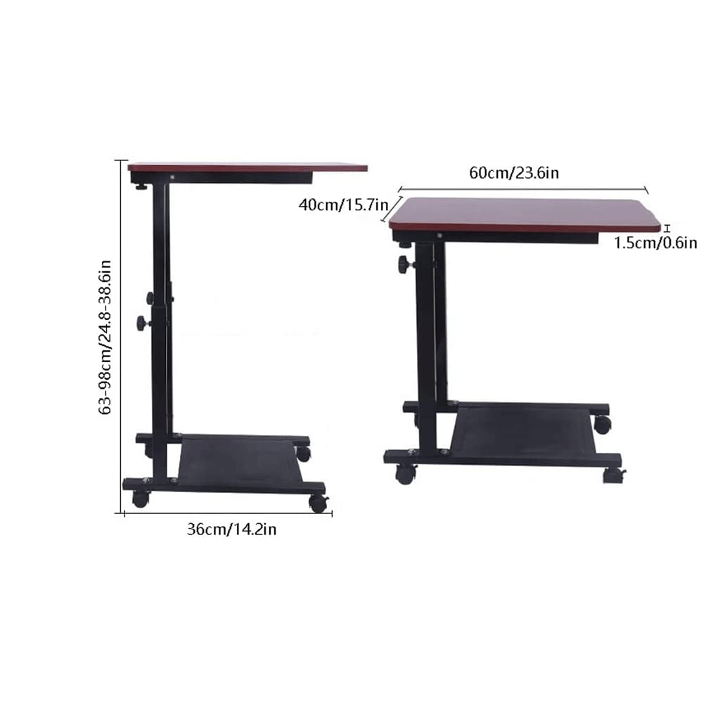 Extendable Rolling Mobility Table Over Bed,Overbed Table - Adjustable Hospital Bed Table with Wheels, Lightweight Bedside Table for Laptops, Versatile Lap Desk, Medical Overbed Tab