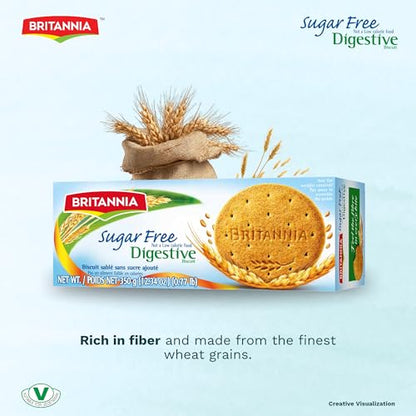 BRITANNIA Digestive zuckerfreie Kekse 350 g - Vollkornkekse - Gesunde Snacks für Frühstück & Teestunde (1er-Pack)