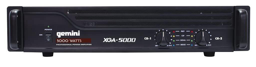 Gemini Professional 1300W 2-Channel Power Amplifier – High-Powered DJ & PA Audio Amp with XLR/RCA Inputs, Bridge Mode, Built-in Protection & Cooling for Live Sound & Installations (XGA-5000)