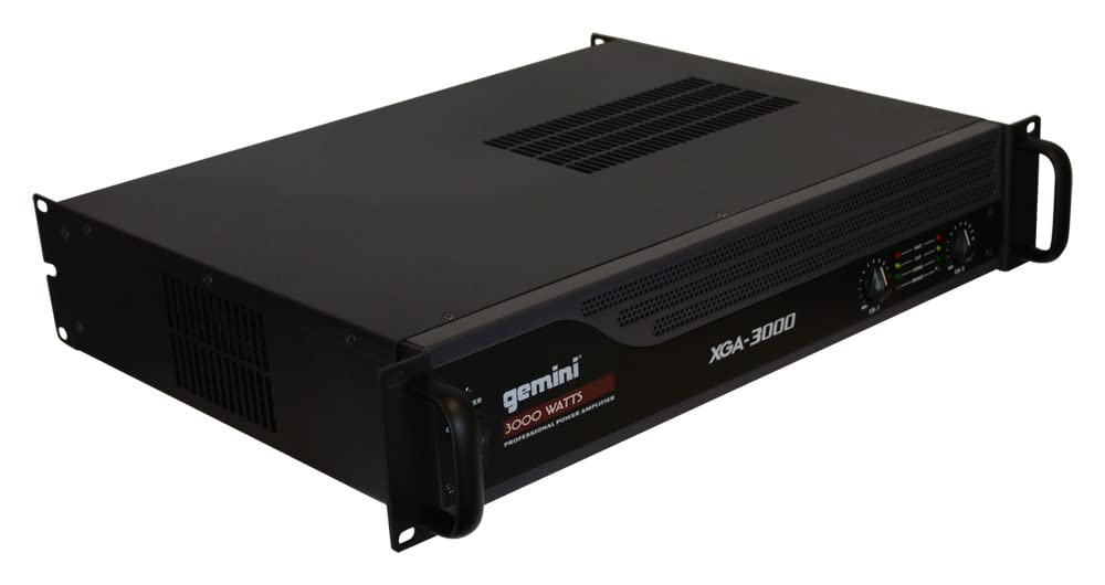 Gemini Professional 1300W 2-Channel Power Amplifier – High-Powered DJ & PA Audio Amp with XLR/RCA Inputs, Bridge Mode, Built-in Protection & Cooling for Live Sound & Installations (XGA-5000)