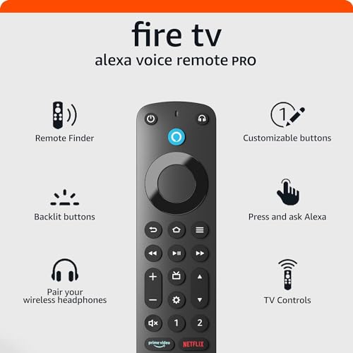 Amazon Fire TV Alexa Voice Remote Pro (neuestes Modell), mit Remote Finder, TV-Steuerung und beleuchteten Tasten (erfordert ein kompatibles Fire TV-Gerät)