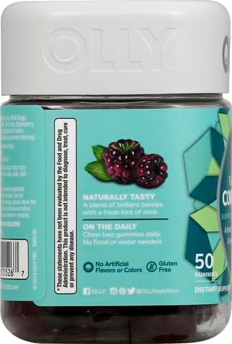 OLLY Flawless Complexion Gummy, Clear and Healthy Skin Support, Vitamins E, A, Zinc, Chewable Supplement, Berry - 50 Count (Pack of 12)