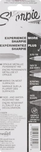 Sharpie Metallic Permanentmarker, Feine Spitze, Silber, 2 Stück