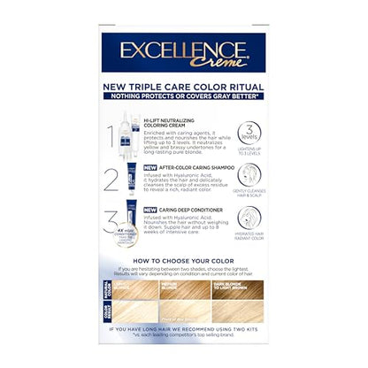 L'Oréal Paris Excellence Crème Permanente Haarfarbe, dreifache Pflegehaarfarbe mit Hyaluronsäure für 100% Grauabdeckung, 4AR Dunkles Schokobraun, 1 Packung (Verpackung kann variieren)