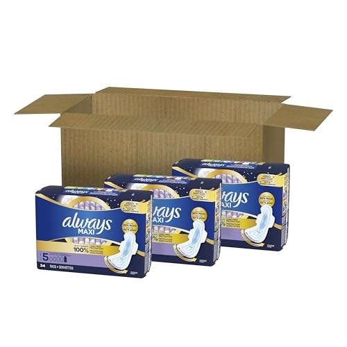Always Maxi Overnight Damenbinden mit Flügeln, Größe 5, Extra Starker Auslaufschutz für die Nacht, Unparfümiert, 36 Stück
