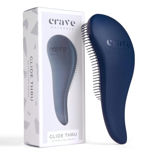 Crave Naturals Glide Thru Entwirrbürste für Erwachsene und Kinder. Entwirrbürste für natürliches, lockiges, glattes, nasses oder trockenes Haar. Haarbürsten für Frauen. Stylingbürste (Blau)