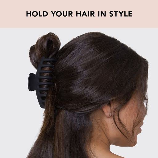 Kitsch Mittelgroße Haarspangen für Damen, starker Halt, Haarclips aus recyceltem Kunststoff für dickes Haar | Ideal für Hochsteckfrisuren, halb offene Frisuren | Ideale Geschenke für Frauen – 2 Stück, Schwarz und Schildpatt