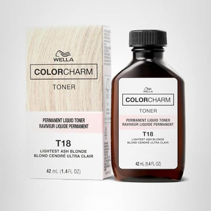 COLORCHARM Permanente Flüssigtönungen | Neutralisiert Gelbstich | Frei von Parabenen | Vegan | T18 Hellstes Aschblond | 41 ml