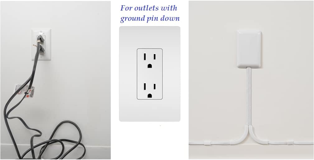 Sleek Socket Original & Patented Ultra-Thin Outlet Concealer with Cord Concealer Kit, 3-Foot Flat Extension Cord with 3 Outlets Power Strip, Safety Certified, Ideal for Kitchens and Behind Furniture