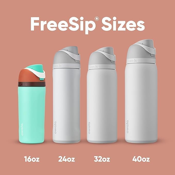 Owala FreeSip Isolierte Edelstahl-Wasserflasche mit Strohhalm für Sport und Reisen, BPA-frei, 710 ml, Shy Marshmallow