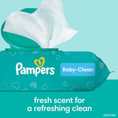 Pampers Baby-Feuchttücher, Complete Clean, Baby Fresh Duft, reinigt sanft von Kopf bis Fuß, 216 Stück (3 Packungen mit wiederverschließbarem Deckel)