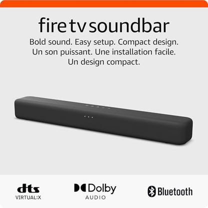 Amazon Fire TV Soundbar, 2.0-Lautsprecher mit DTS Virtual:X und Dolby Audio, Bluetooth-Konnektivität