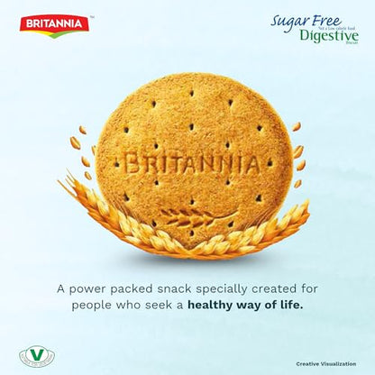 BRITANNIA Digestive zuckerfreie Kekse 350 g - Vollkornkekse - Gesunde Snacks für Frühstück & Teestunde (1er-Pack)