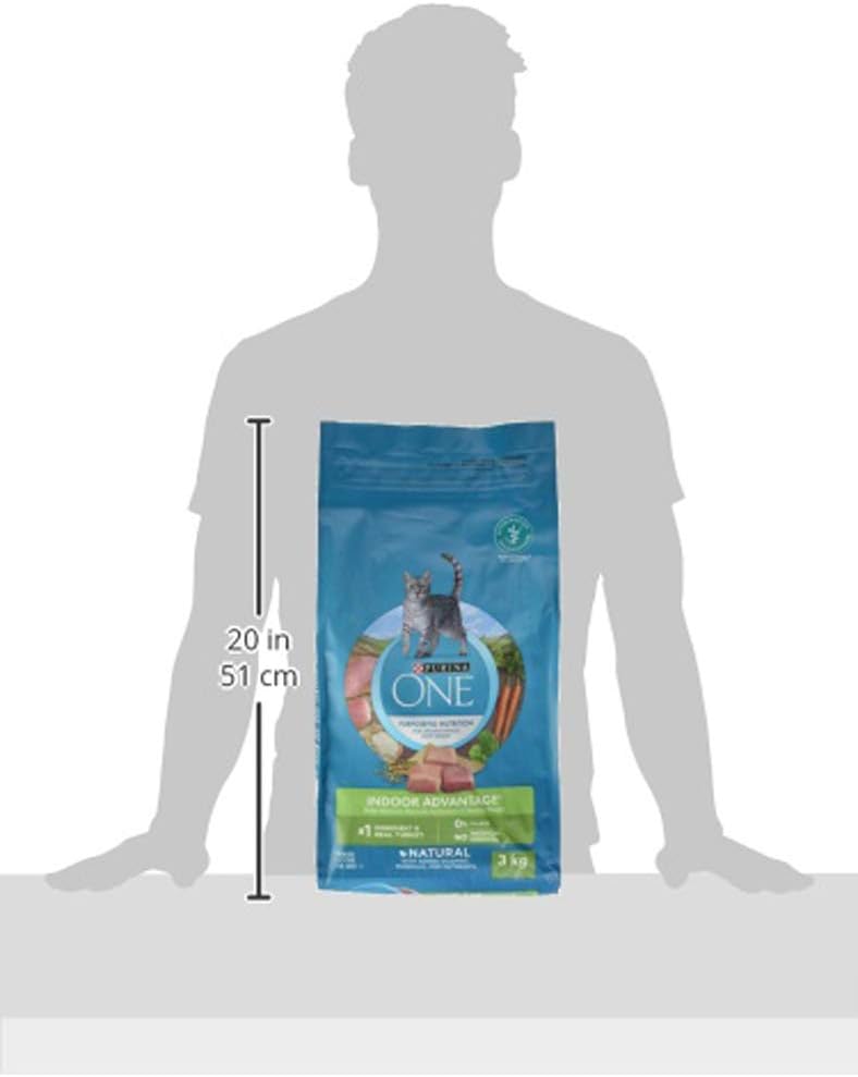 Purina ONE +Plus Trockenfutter für Katzen, Indoor Advantage Truthahn – 3-kg-Beutel
