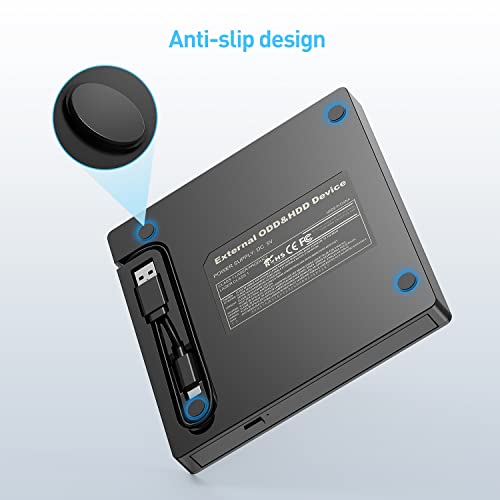 ORIGBELIE externes DVD-Laufwerk, CD-Laufwerk USB 3.0 Typ-C CD/DVD ROM +/-RW Adapter mit USB-Anschluss DVD-Brenner für Laptop, PC, Desktop-Computer, optisches Laufwerk CD-Player kompatibel mit Mac Windows Linux
