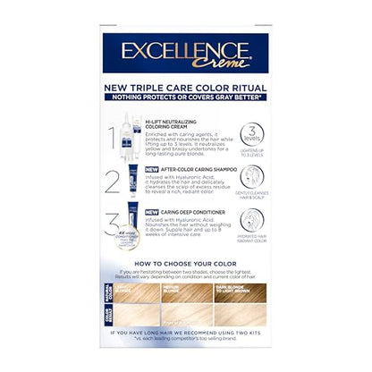 L'Oréal Paris Excellence Crème Permanente Haarfarbe, dreifache Pflegehaarfarbe mit Hyaluronsäure für 100% Grauabdeckung, 4AR Dunkles Schokobraun, 1 Packung (Verpackung kann variieren)