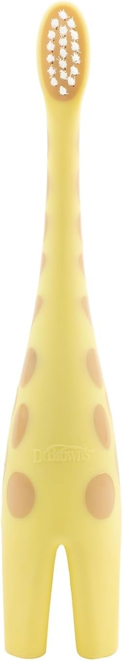 Dr.-Brown's-Trainingszahnbürste-für-Babys-und-Kleinkinder,-weich-für-die-ersten-Zähne,-Giraffe,-BPA-frei,-0-3-Jahre