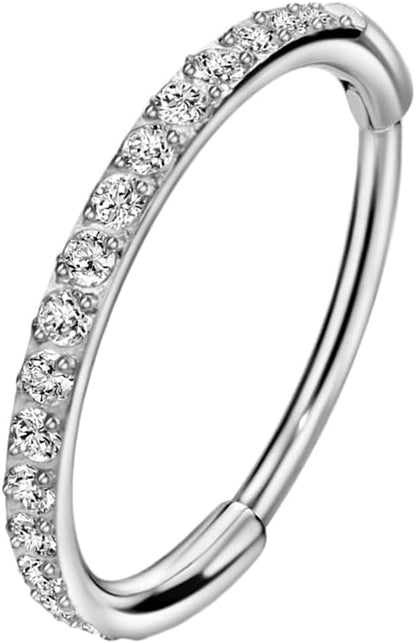 20G, 8mmSilver, Clear Cz, 20g