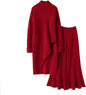 Women's High Neck Cashmere Sweater and Flared Pants Suit