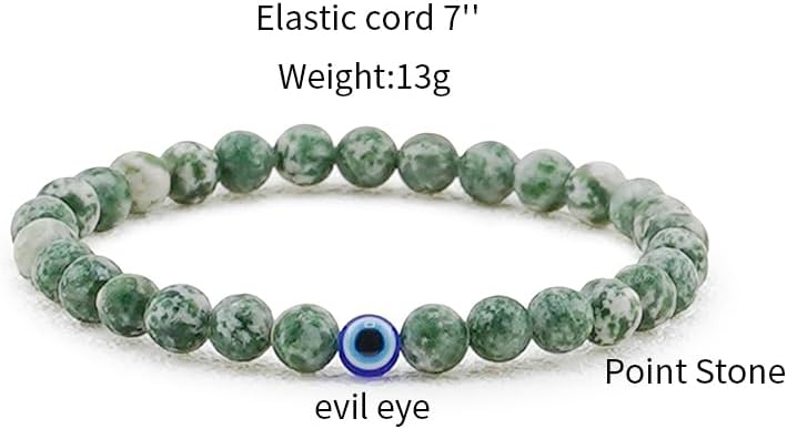 6 mm Böses Auge Armband aus schwarzen Kristallen – verstellbares Set aus Natursteinen für Herren und Damen, Schutzamulett als Geschenk für den Alltag/Geburtstag/Jahrestag