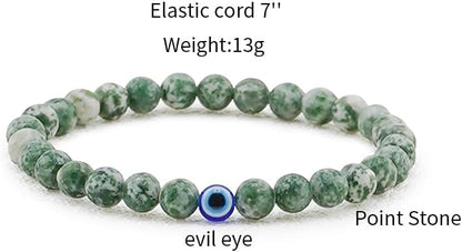 6 mm Böses Auge Armband aus schwarzen Kristallen – verstellbares Set aus Natursteinen für Herren und Damen, Schutzamulett als Geschenk für den Alltag/Geburtstag/Jahrestag