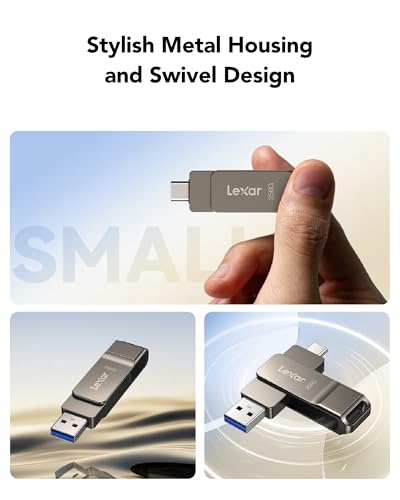 Lexar D40E 128GB Dual USB 3.2 Gen 1 Type-C Jump Drive, USB-C Flash Laufwerk Metallgehäuse Drehdesign (Champagne Silber)
