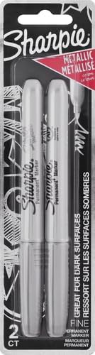 Sharpie Metallic Permanentmarker, Feine Spitze, Silber, 2 Stück