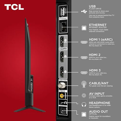 TCL 50 Zoll S4 4K LED Smart TV mit Fire TV (50S450F-CA), Dolby Vision HDR, Dolby Atmos, integriertem Alexa, Apple AirPlay Kompatibilität, UHD Streaming Fernseher, Schwarz