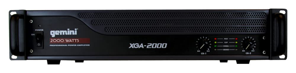 Gemini Professional 1300W 2-Channel Power Amplifier – High-Powered DJ & PA Audio Amp with XLR/RCA Inputs, Bridge Mode, Built-in Protection & Cooling for Live Sound & Installations (XGA-5000)
