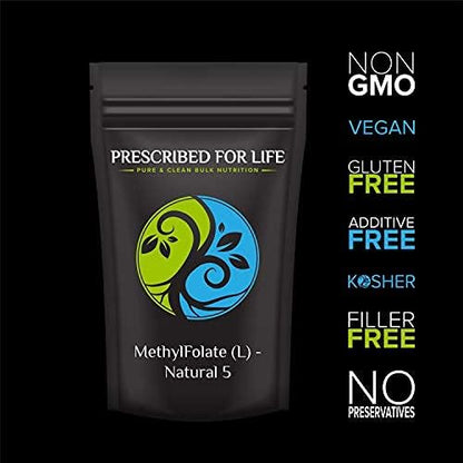 Prescribed For Life Methyl Folate Powder | Bioavailable Folic Acid to Support Brain Health | Pure Powdered Vitamin B9 Folate Supplement for Women & Men (1 kg / 2.2 lb)