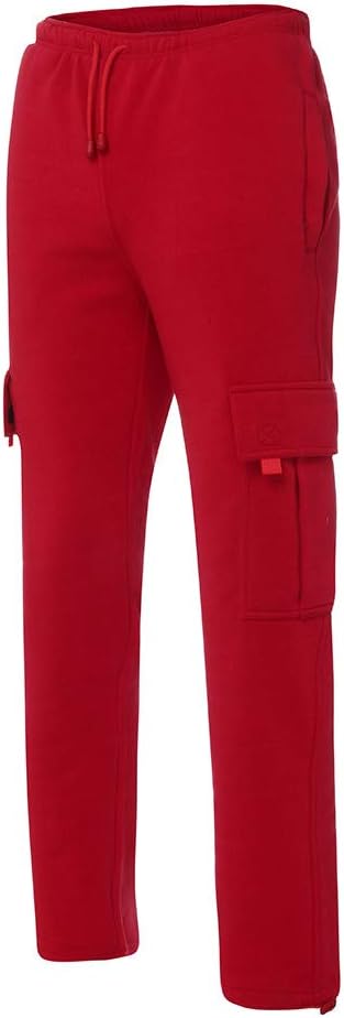 Herren Fleece Cargo Hose Dicke Sweatpants Freizeithose Loose Sports Jogginghose mit Taschen