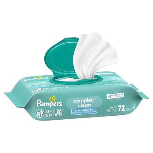Pampers Baby-Feuchttücher, Complete Clean, Baby Fresh Duft, reinigt sanft von Kopf bis Fuß, 216 Stück (3 Packungen mit wiederverschließbarem Deckel)