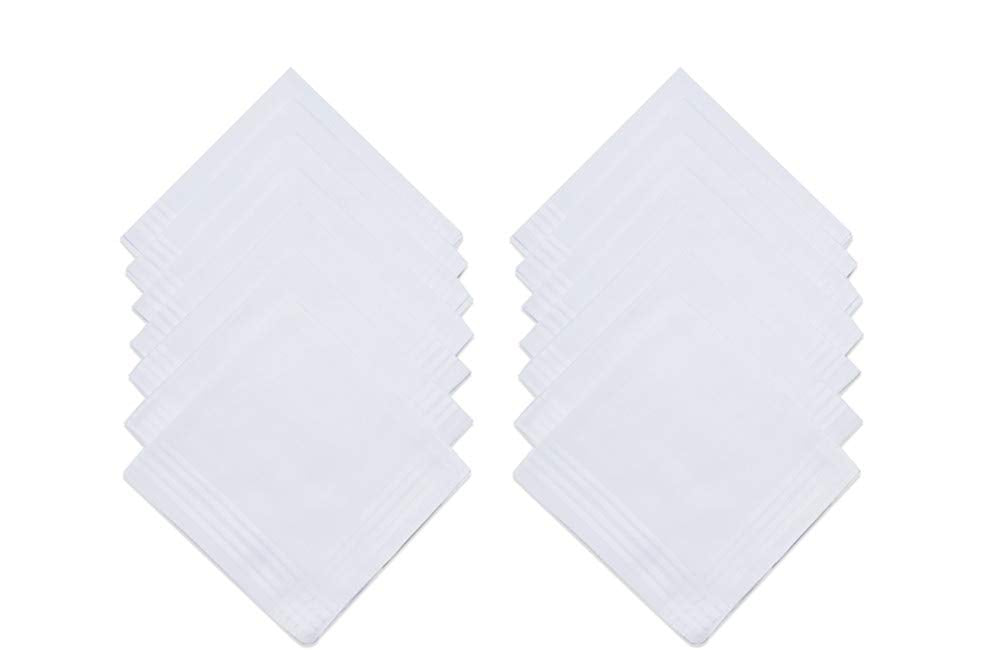 JukLoos Damen weiße Taschentücher, 100% weiche Baumwolle, Taschentücher für Damen, Baumwolle, 12 Stück
