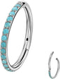 16G, 8mmSilver, Turquoise Cz
